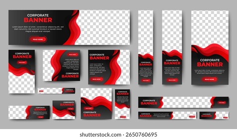 Conjunto de design de modelo de anúncios de banners digitais para postagem de site e mídia social. Editável. vetor