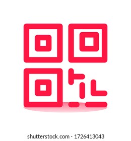 Digital Barcode Icon with Red Line Style