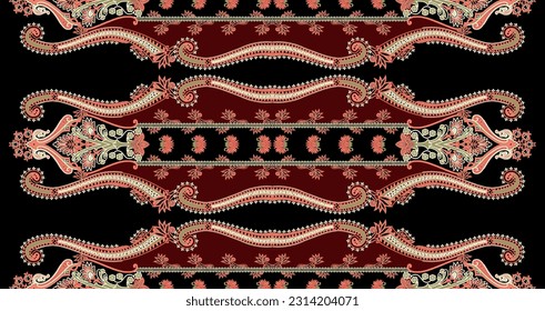 Digital Baroque Border Motif Design Illustration Artwork for textile print For Digital painting.Design for cover, fabric, textile, wrapping paper Abstract vintage wallpapers and gift card