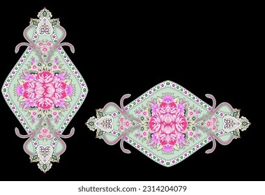Digital Baroque Border Motif Design Illustration Artwork for textile print For Digital painting.Design for cover, fabric, textile, wrapping paper Abstract vintage wallpapers and gift card
