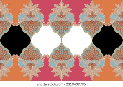 Digitale Barockentwürfe für Motive des Border Designs Illustration Kunstwerk für den Stoffdruck Zur digitalen Malerei.Design für Becher, Gewebe, Textilien, Wallpaper und Geschenkkarte 
