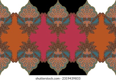 Digital Baroque Border Motif Design Illustration Artwork for textile print For Digital painting.Design for cover, fabric, textile, wallpapers and gift card 