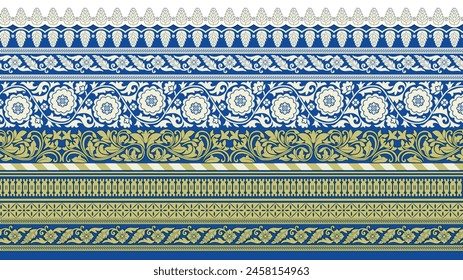 Digital Baroque Border Motif Design Illustration Artwork for Textile Print for Digital Painting. Design For Cover, Fabric, Textile, Wrapping Paper Abstract Vintage Wallpapers and Gift Card