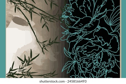 Digital Baroque Border Motif Design Illustration Artwork for Textile Print for Digital Painting. Design For Cover, Fabric, Textile, Wrapping Paper Abstract Vintage Wallpapers and Gift Card