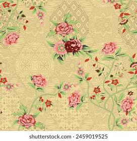 Digital Baroque Border Motif Design Illustration Artwork for Textile Print for Digital Painting. Design For Cover, Fabric, Textile, Wrapping Paper Abstract Vintage Wallpapers and Gift Card