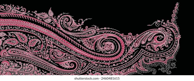 Digital Baroque Border Motif Design Illustration Artwork for Textile Print for Digital Painting. Design For Cover, Fabric, Textile, Wrapping Paper Abstract Vintage Wallpapers and Gift Card