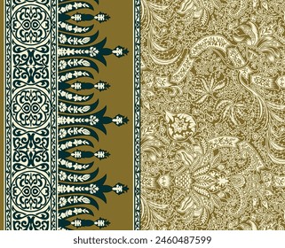 Digital Baroque Border Motif Design Illustration Artwork for Textile Print for Digital Painting. Design For Cover, Fabric, Textile, Wrapping Paper Abstract Vintage Wallpapers and Gift Card