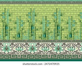 Digital Baroque Border Motif Design Illustration Artwork for Textile Print for Digital Painting. Design For Cover, Fabric, Textile, Wrapping Paper Abstract Vintage Wallpapers and Gift Card