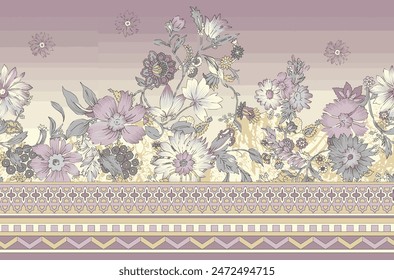 Digital Baroque Border Motif Design Illustration Artwork for Textile Print for Digital Painting. Design For Cover, Fabric, Textile, Wrapping Paper Abstract Vintage Wallpapers and Gift Card