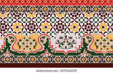 Digital Baroque Border Motif Design Illustration Artwork for Textile Print for Digital Painting. Design For Cover, Fabric, Textile, Wrapping Paper Abstract Vintage Wallpapers and Gift Card