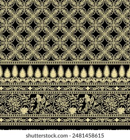 Ilustración de diseño de borde barroco digital para impresión textil para pintura digital. Diseño Para Cubierta, Tela, Textil, Papel de Envoltura, Fondos de pantalla de Antiguas Abstractas y Tarjeta de regalo