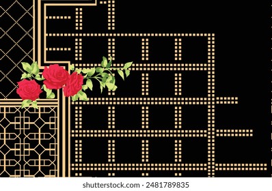 Digitales Barock-Border Motiv Design Illustration Artwork für Textildruck für die digitale Malerei. Design für Bezug, Stoff, Textil, Einwickelpapier Abstrakte Klassische Bildschirmhintergründe und Geschenkkarte
