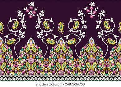 Digital Baroque Border Motif Design Illustration Artwork for Textile Print for Digital Painting. Design For Cover, Fabric, Textile, Wrapping Paper Abstract Vintage Wallpapers and Gift Card