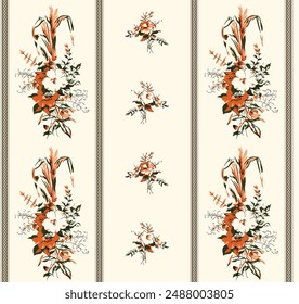 Digital Baroque Border Motif Design Illustration Artwork for Textile Print for Digital Painting. Design For Cover, Fabric, Textile, Wrapping Paper Abstract Vintage Wallpapers and Gift Card