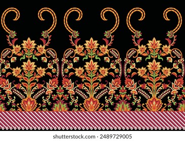 Digital Baroque Border Motif Design Illustration Artwork for Textile Print for Digital Painting. Design For Cover, Fabric, Textile, Wrapping Paper Abstract Vintage Wallpapers and Gift Card