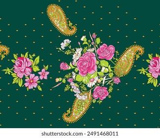 Digital Baroque Border Motif Design Illustration Artwork for Textile Print for Digital Painting. Design For Cover, Fabric, Textile, Wrapping Paper Abstract Vintage Wallpapers and Gift Card