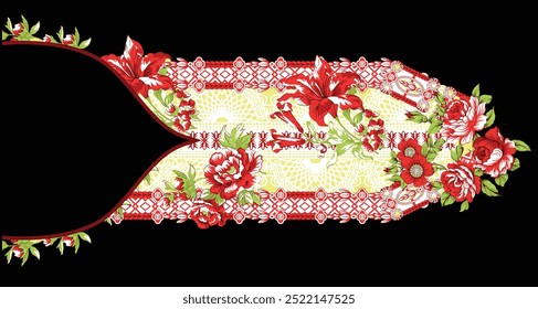 Digital Baroque Border Motif Design Artwork For Textile Print For Digital Painting.