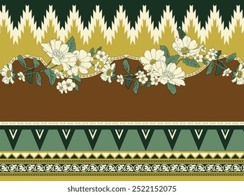 Digital Baroque Border Motif Design Artwork For Textile Print For Digital Painting.