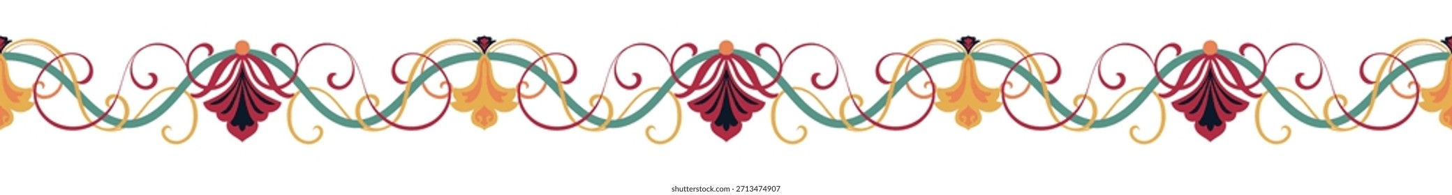 Digital baroque style, decorative patterns emphasizing luxury, grace, and vibrancy.