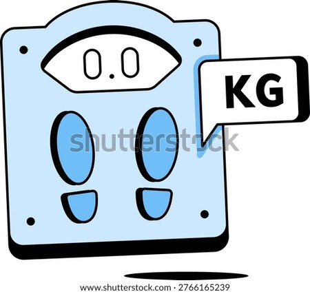 A digital bathroom scale displays a kilogram unit bubble and footprint icons. This image represents health tracking and personal wellness progress for fitness enthusiasts.