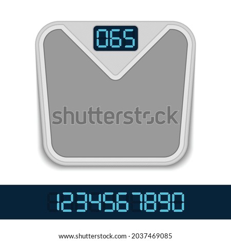 Digital bathroom weight scale in realistic style. Weight Scale fitness sport concept. Vector illustration EPS 10.