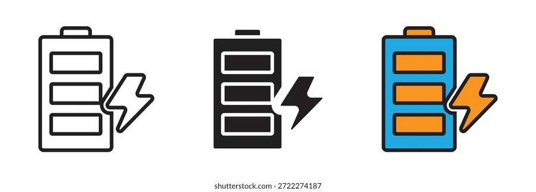 Icono de nivel de batería digital con un flash de carga, adecuado para la interfaz del teléfono móvil, almacenamiento de energía, fuente de alimentación y Estado de hardware.