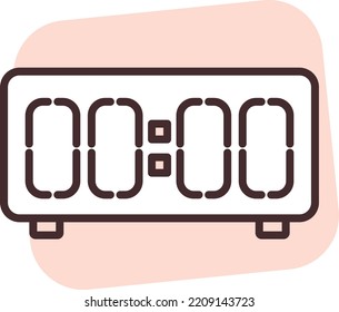 Reloj digital de cama, ilustración, vector sobre fondo blanco.