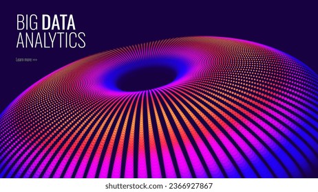 Digital Big Data Flow Vector Background. Big Data Technology Lines. Abstract Science Technology Illustration. Big Data Neural Network Background Concept. AI Visualization Concept. Digital Universe Vec