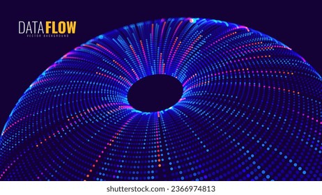 Digital Big Data Flow Vector Background. Big Data Technology Lines. Abstract Science Technology Illustration. Big Data Neural Network Background Concept. AI Visualization Concept. Digital Universe Vec