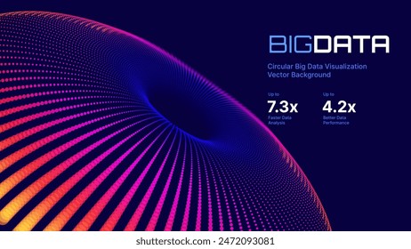 Digital Big Data Flow Vector Background. Big Data Technology Lines. Abstract Science Technology Illustration. Big Data Neural Network Background Concept. AI Visualization Vector Illustration.