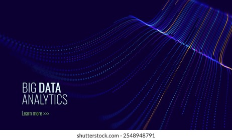 Plano De Fundo Do Vetor De Fluxo De Big Data Digital. Grandes Linhas Tecnológicas De Dados. Ilustração da tecnologia da ciência abstrata. Conceito De Fundo De Rede Neural De Big Data. Conceito de visualização de IA. Vetor.