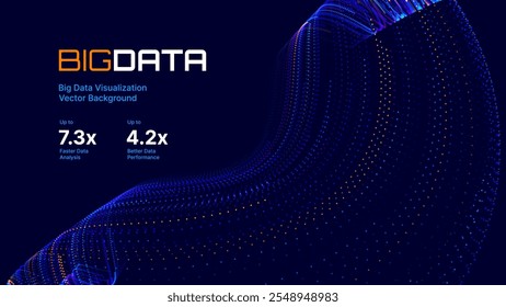 Digital Big Data Flow Vector Background. Big Data Technology Lines. Abstract Science Technology Illustration. Big Data Neural Network Background Concept. AI Visualization Concept. Vector.