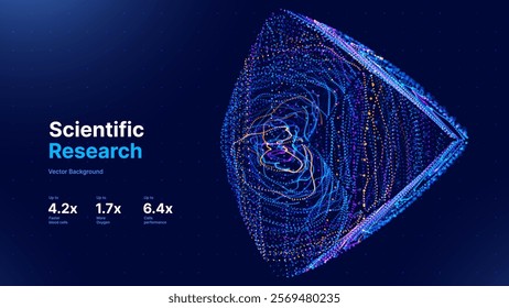 Digital Big Data Flow Vector Background. Big Data Technology Lines. Abstract Science Technology Illustration. Big Data Neural Network Background Concept. AI Visualization Concept. Vector.