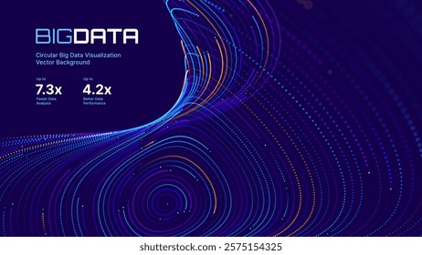 Digital Big Data Flow Vector Background. Big Data Technology Lines. Abstract Science Technology Illustration. Big Data Neural Network Background Concept. AI Visualization Concept. Vector.