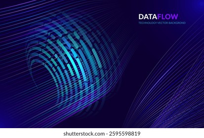 Digital Big Data Flow Vector Background with Fast Speed Technology Lines. Abstract Science and Technology Illustration. Neural Network and AI Visualization Concept. Icon, Background