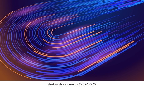 Plano De Fundo Do Vetor De Fluxo De Big Data Digital. Grandes Linhas Tecnológicas De Dados. Ilustração da tecnologia da ciência abstrata. Conceito De Fundo De Rede Neural De Big Data. Conceito de visualização de IA. Vetor.