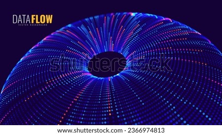 Digital Big Data Flow Vector Background. Big Data Technology Lines. Abstract Science Technology Illustration. Big Data Neural Network Background Concept. AI Visualization Concept. Digital Universe Vec