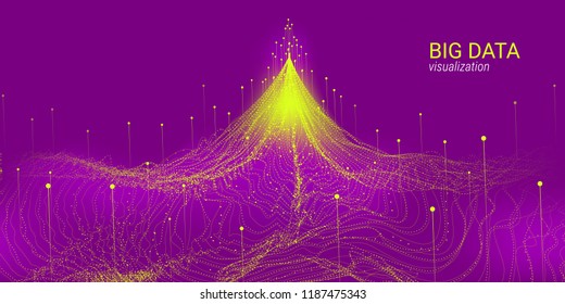 Digital Big Data Stream Analysis. Big Binary Data Wave Visualization. Glow Cosmic System with Movement. Information Background with Futuristic Fractal System. 3d Virtual Digital Abstract Illustration.