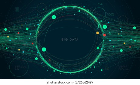 Digital Big Data visualization concept, futuristic infographic business analytics presentation,vector illustration information network