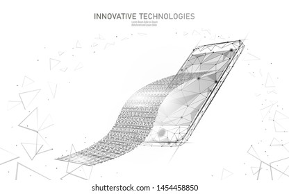 Digital bill 3D web banking concept. Polygonal point line online shopping ticket payment smartphone.  