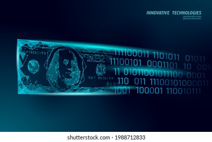 Concepto de banca digital 3D en 3D. Teléfono inteligente de pago de boletos de compra de línea de punto poligonal. Ilustración vectorial de la plantilla de la pancarta de la tecnología electrónica financiera
