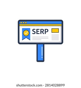 Digital billboard displaying SERP results with a checkmark representing successful search engine optimization during an online advertising strategy.