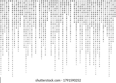 Digital Binary Background. One and Zero Modern Texture. Black and White Backdrop. Vector illustration