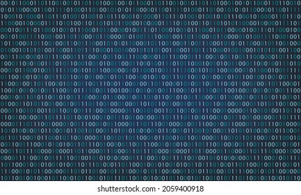 Digital  binary code background. Matrix style program. Random falling numbers.