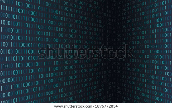 Digital  binary code background. Matrix style\
program. Random falling\
numbers.