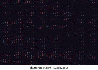 Digital Binary Code Data Breach. Hacked Computer Error Concept. Vector Illustration.