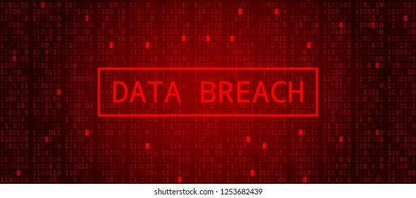 Digital Binary Code On Dark Red Background. Data Breach