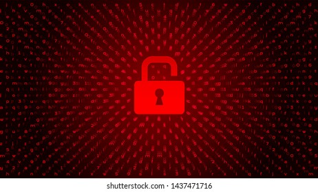 Digital Binary Code on Dark BG with Lock