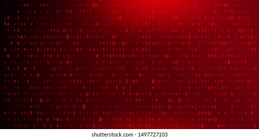 Digital Binary Code on Dark Red BG. Data Breach