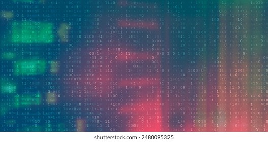 Digital Binary Code on Dark Red Background. Data Breach